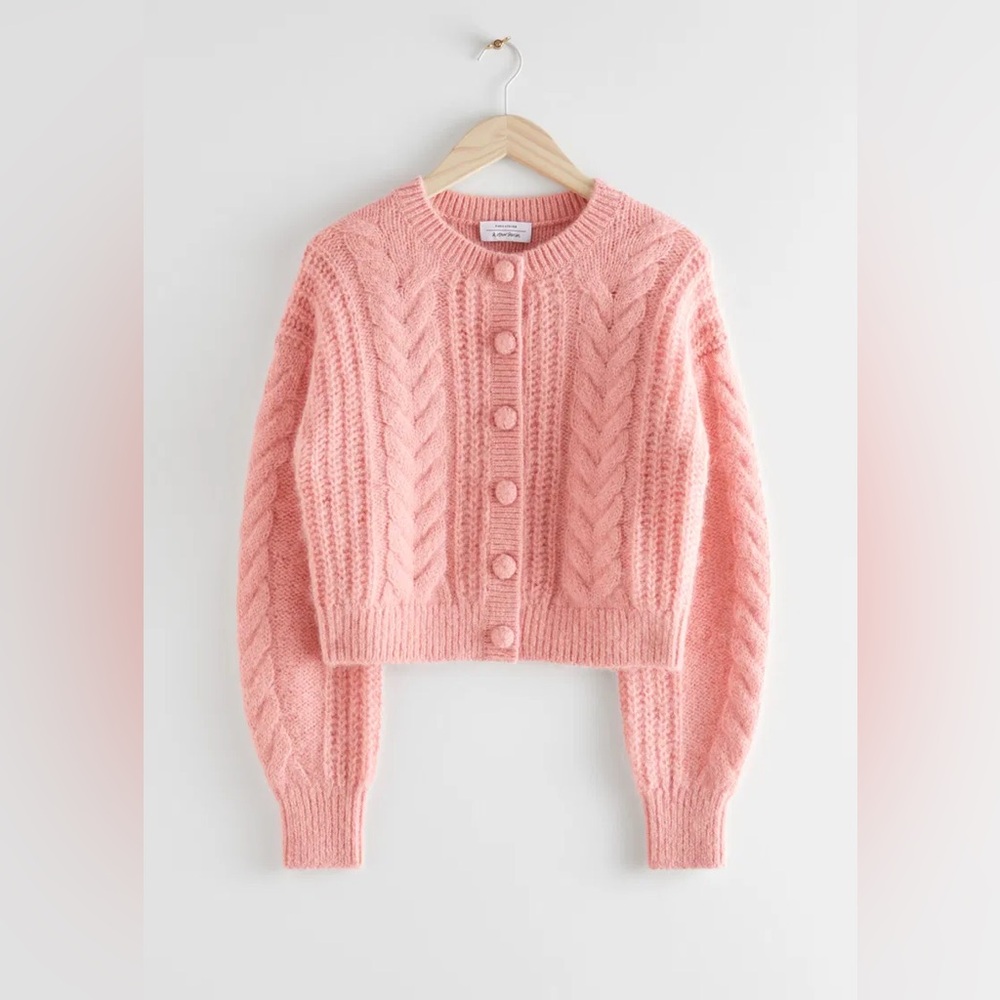 & Other Stories Cropped Button Up Knit Sweater